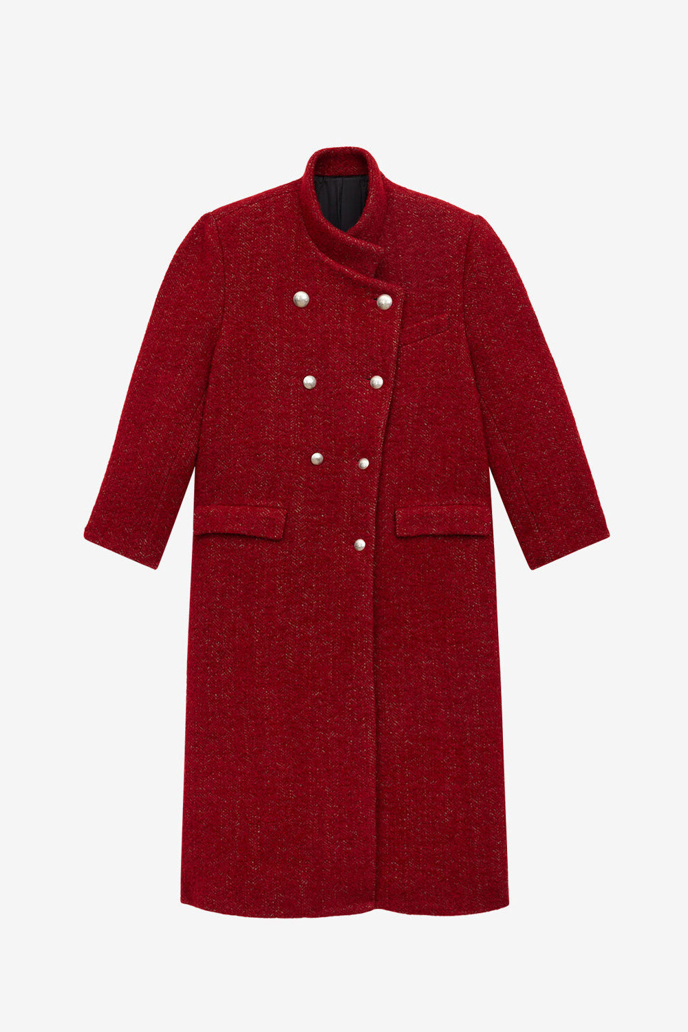 Cappotto in lana spazzolata giusa - Deep red - Woman - 1