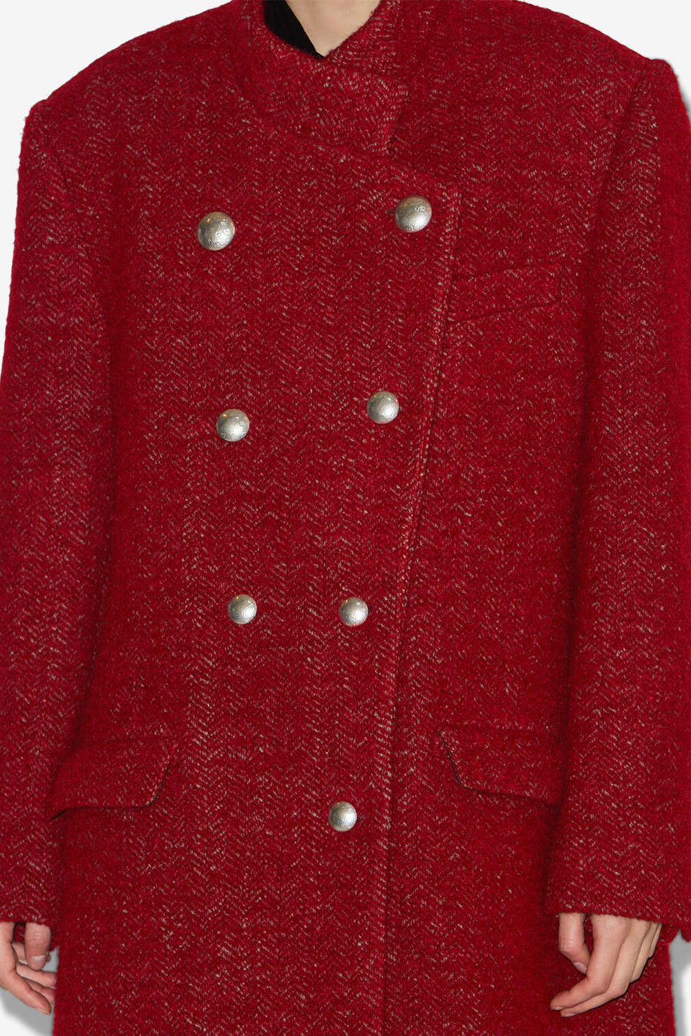 Cappotto in lana spazzolata giusa - Deep red - Woman - 3