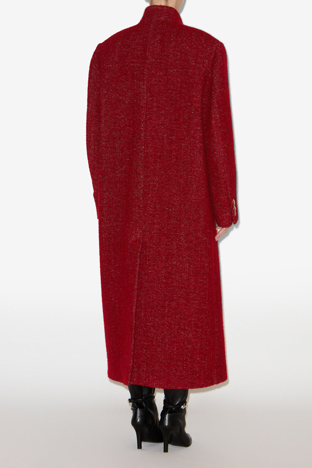 Cappotto in lana spazzolata giusa - Deep red - Woman - 4