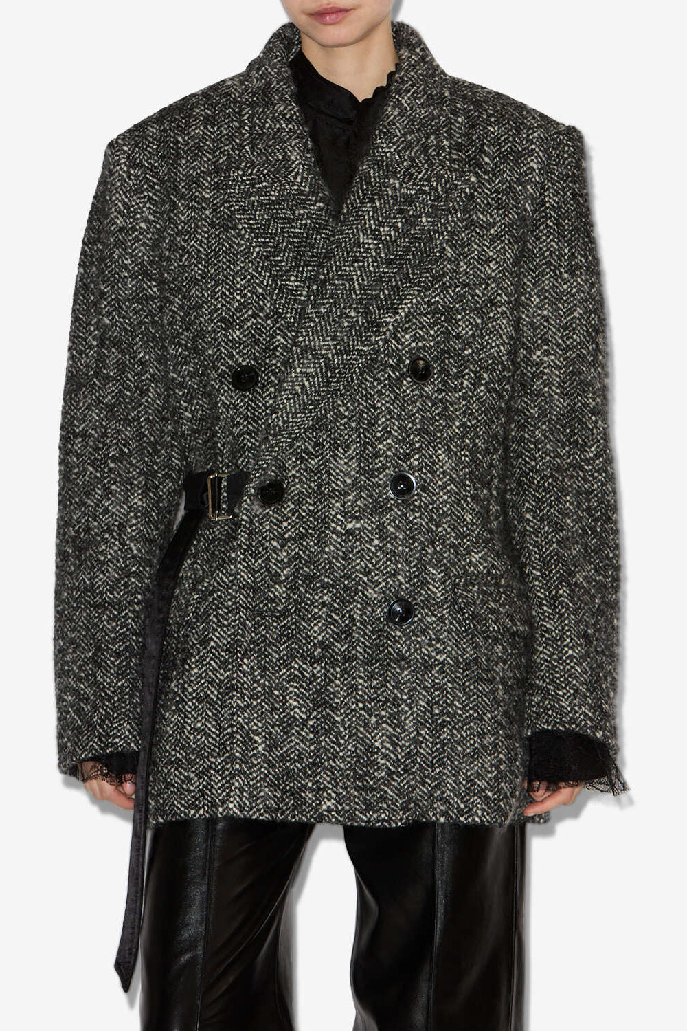 Veste courte ezzia en laine vierge - Noir et écru - Woman - 4