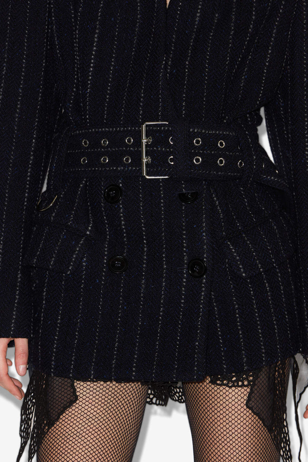 Veste courte ceinturée en laine vierge fyma - Nuit - Woman - 3