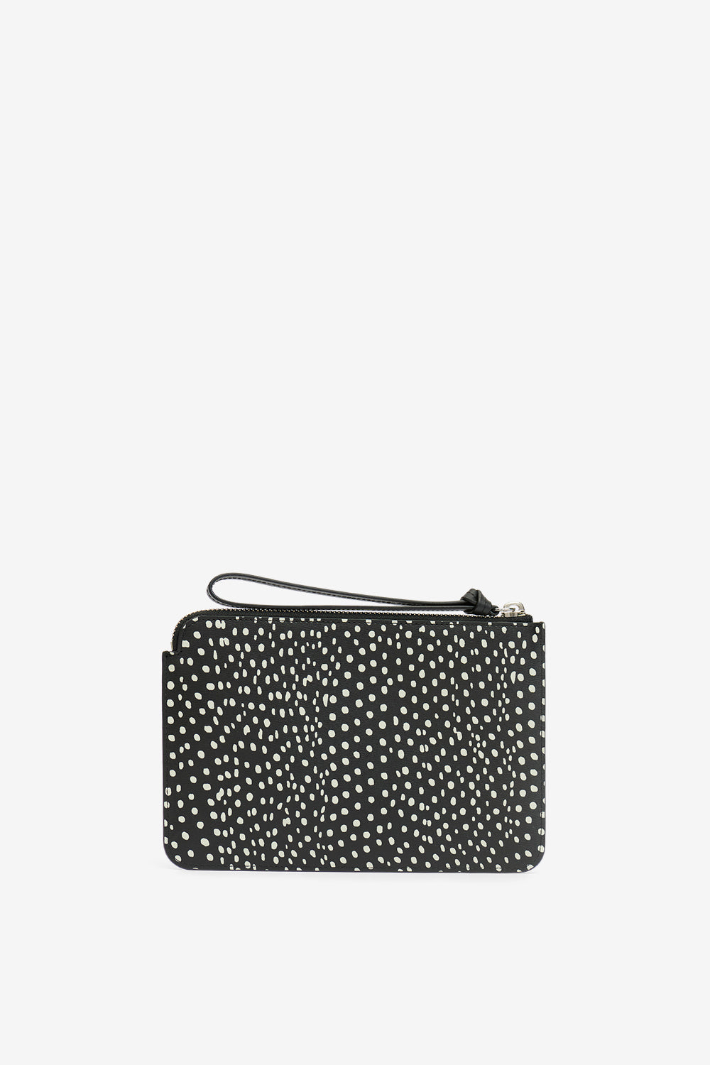 Flat pouch プリント入りレザー ポーチ - Black and ecru - Woman - 3
