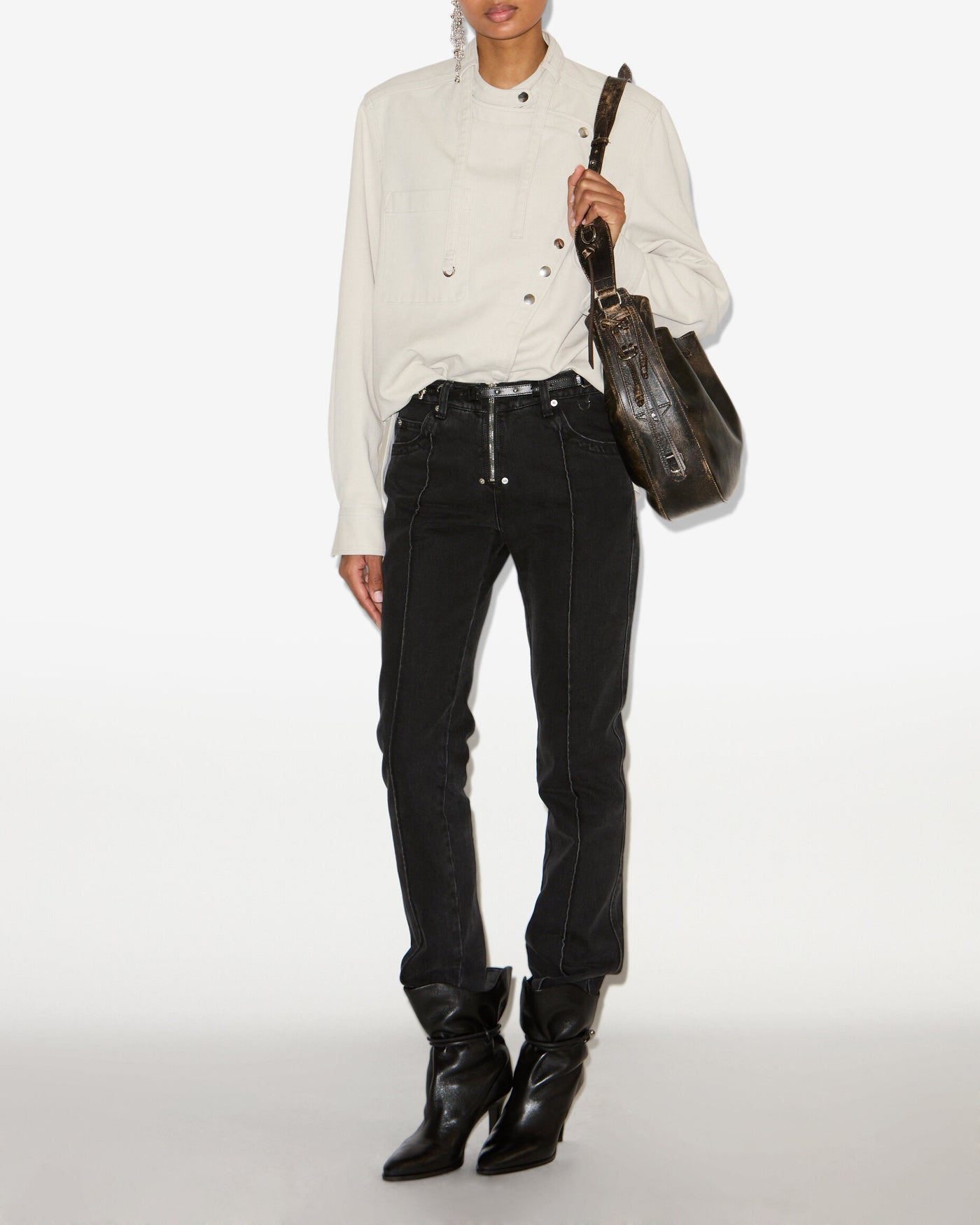 Jeans a gamba dritta in denim silviana - Nero - Woman - 1