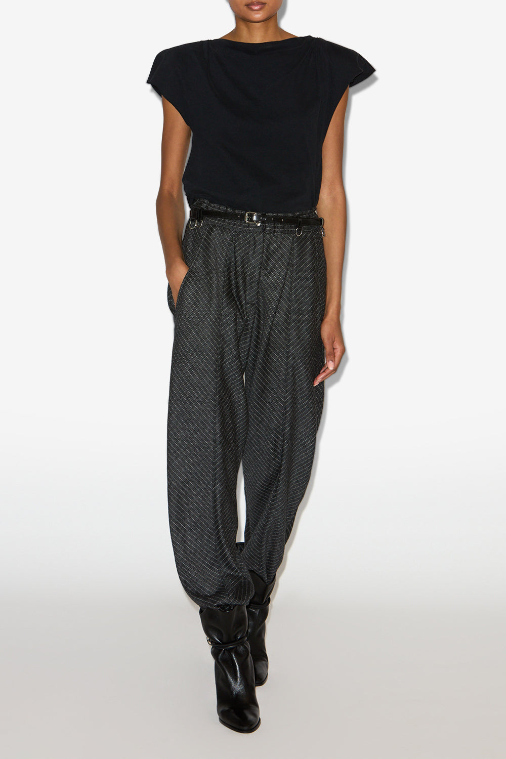 Rakia ヴァージンウール タック入りパンツ - Anthracite - Woman - 2