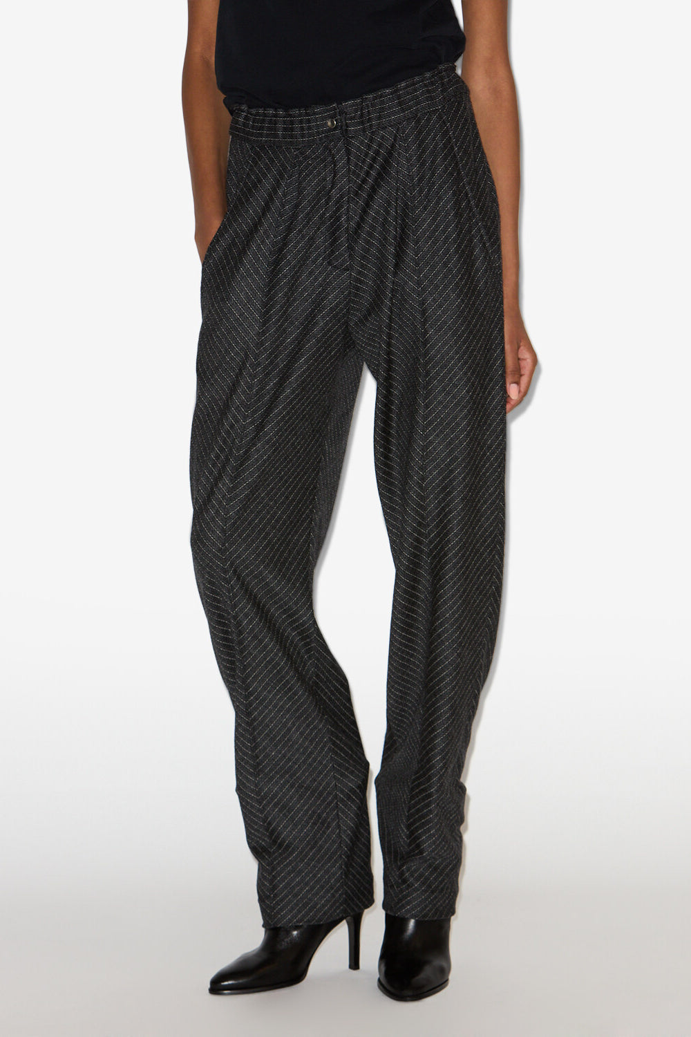 Rakia ヴァージンウール タック入りパンツ - Anthracite - Woman - 4