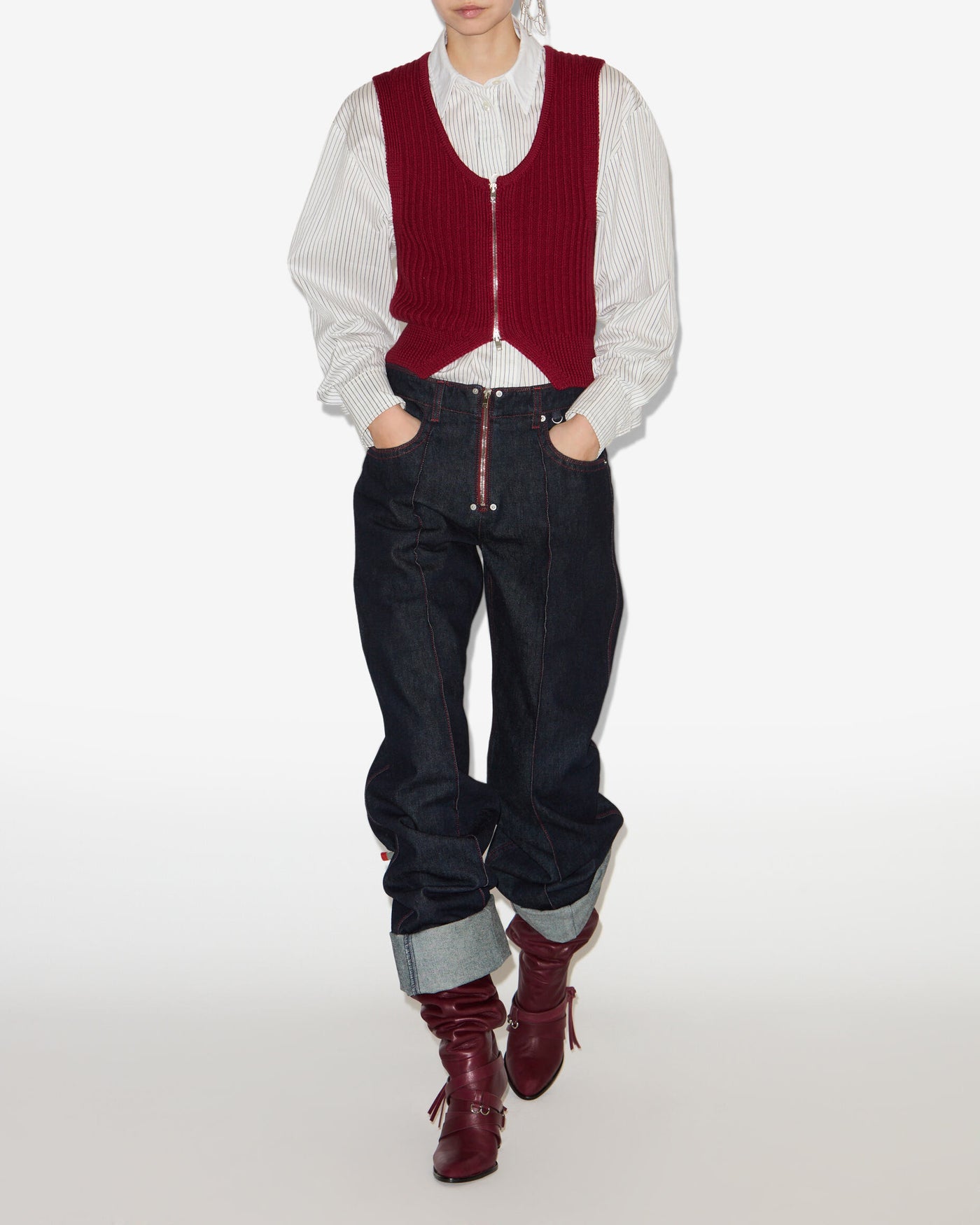 Jean large en coton stely - Foncé nuit - Woman - 1