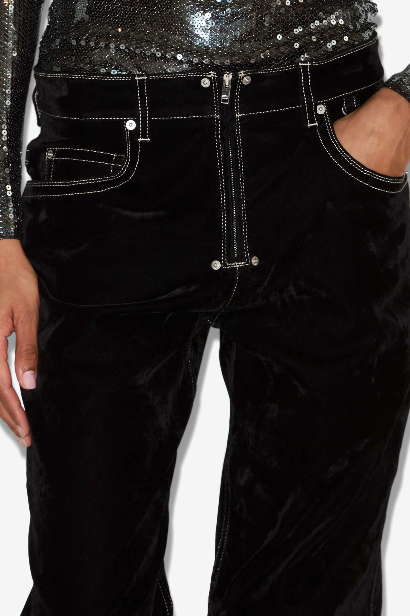Vaqueros anchos de denim con efecto terciopelo stelyna - Negro - Woman - 3