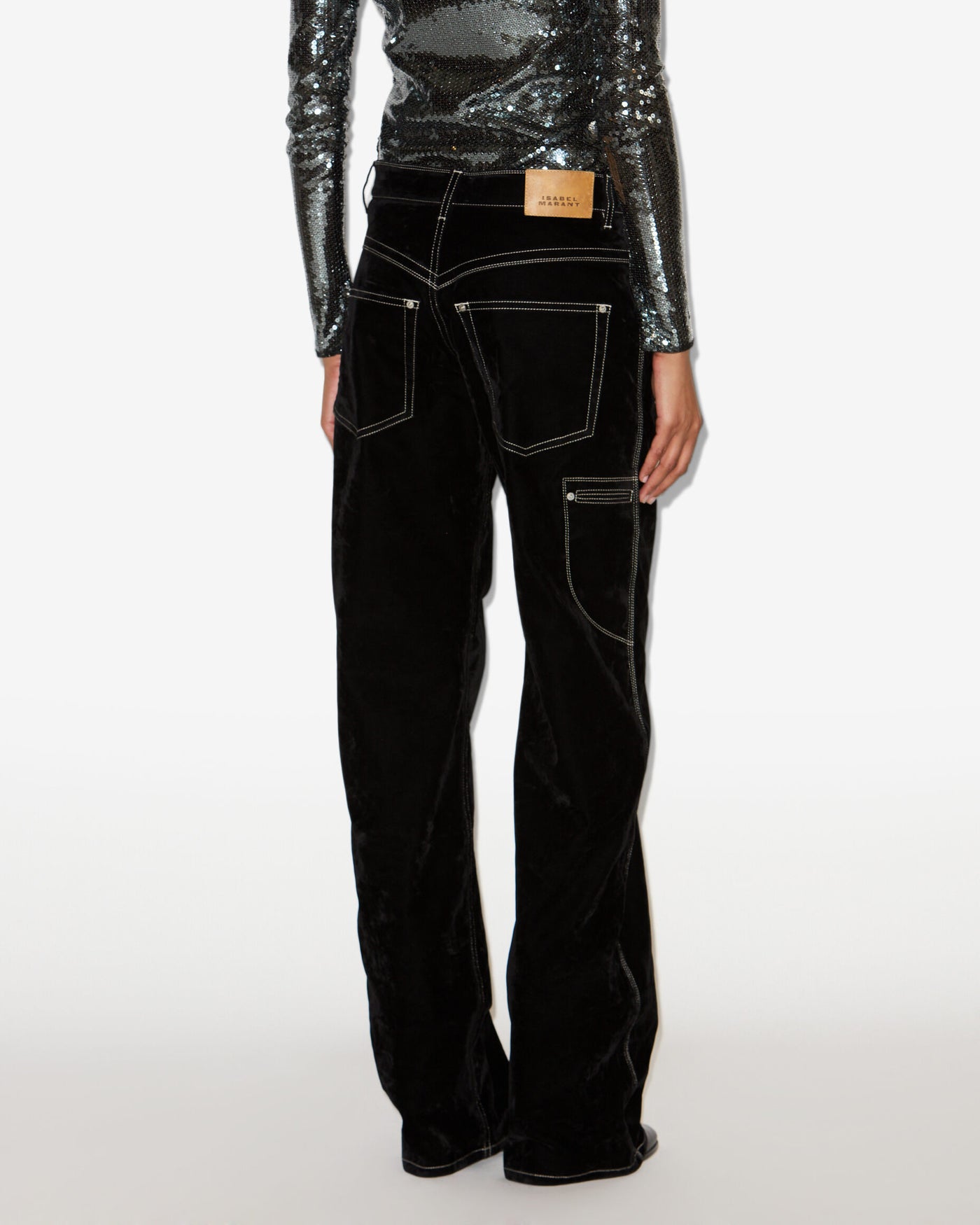 Jeans larghi in denim con effetto vellutato stelyna - Nero - Woman - 4