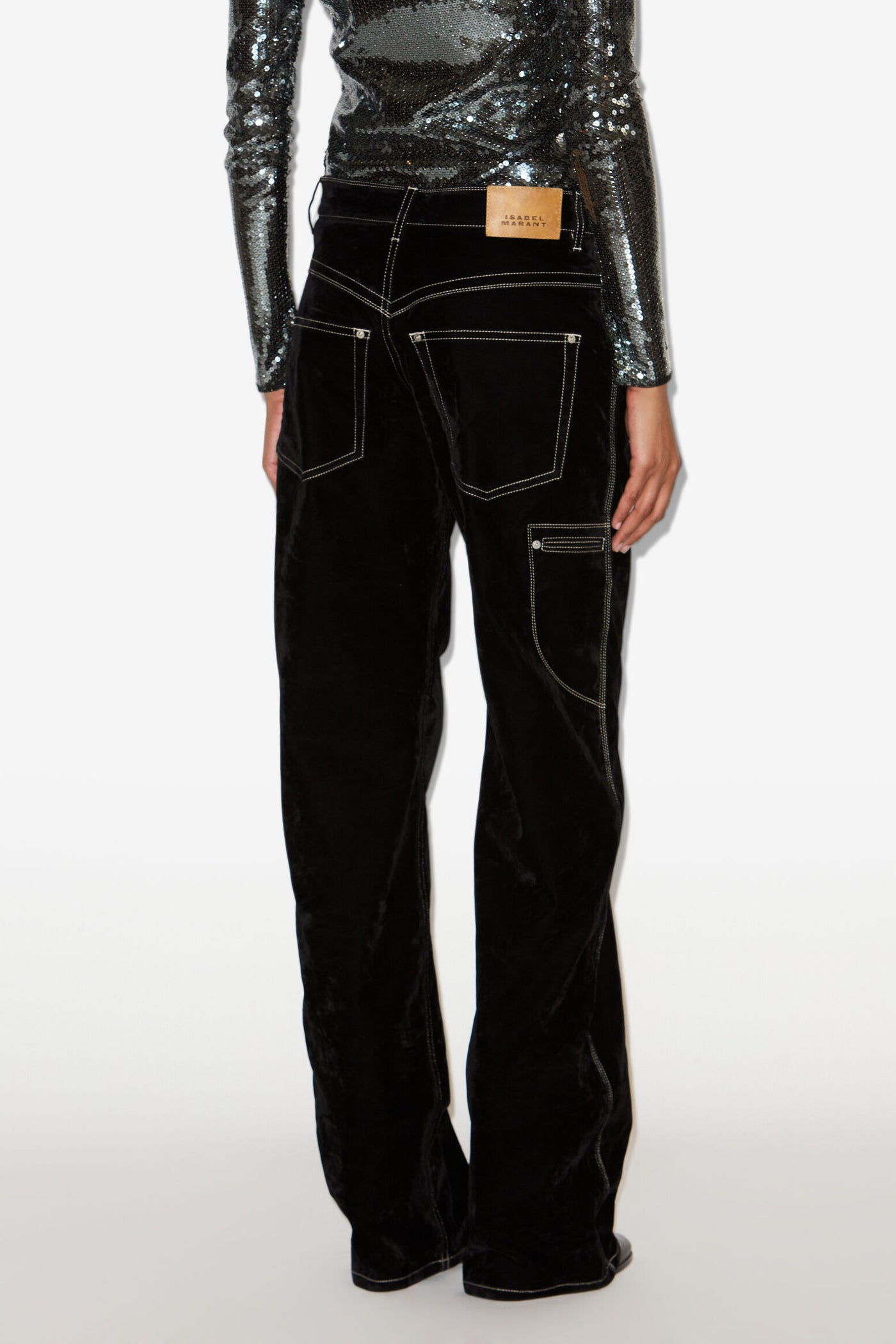 Vaqueros anchos de denim con efecto terciopelo stelyna - Negro - Woman - 5