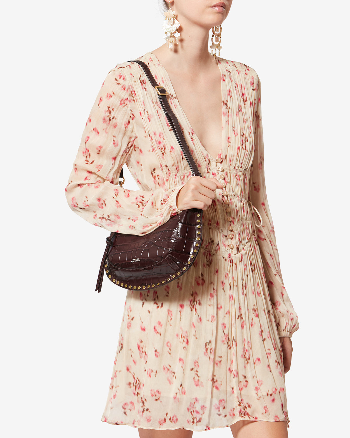 Handtasche aus kalbs-veloursleder oskan moon - Bordeaux - Woman - 2