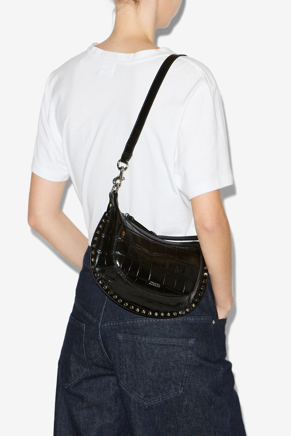 Sac porté épaule oskan moon en cuir - Noir et argenté - Woman - 4