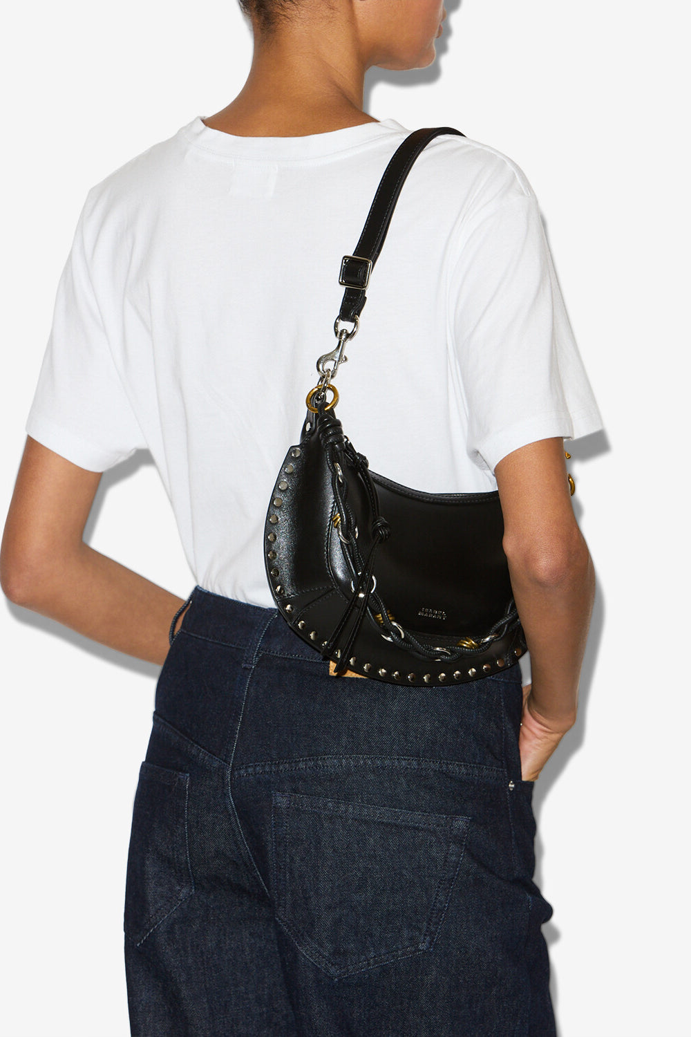 Sac porté épaule en cuir oskan moon  - Noir et argenté - Woman - 2