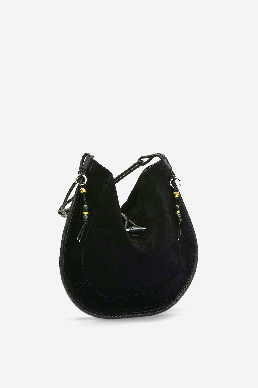 Sac oskan hobo soft en cuir velours - Noir et argenté - Woman - 5
