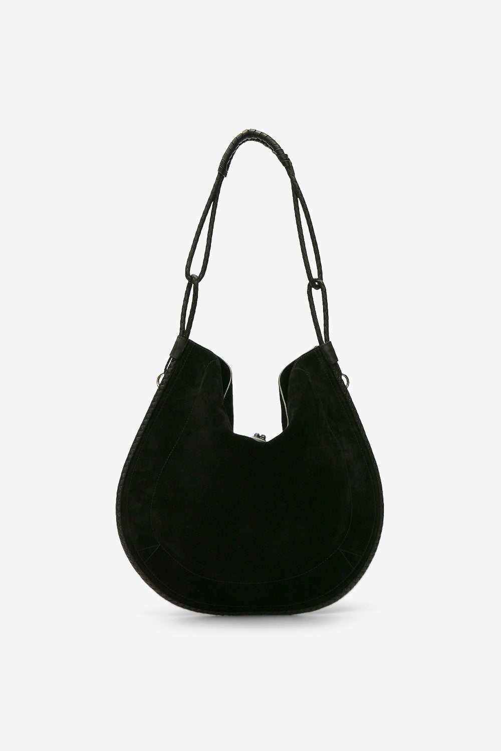 Sac oskan hobo soft en cuir velours - Noir et argenté - Woman - 2