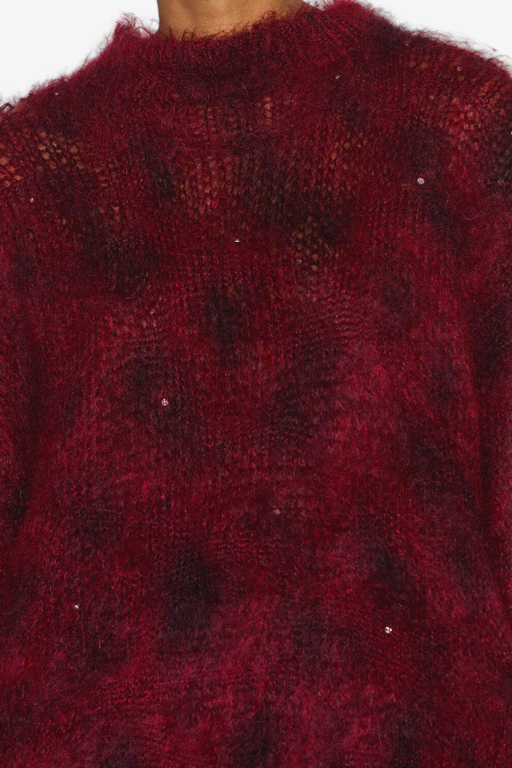 Pull long en mohair et perles mickaella - Deep red - Woman - 3