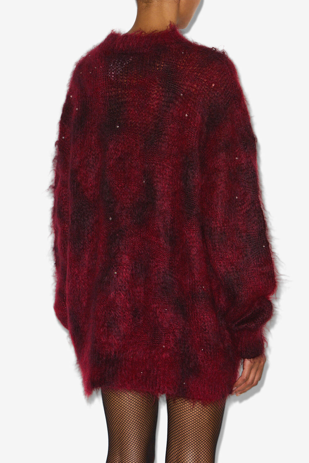 Pull long en mohair et perles mickaella - Deep red - Woman - 5