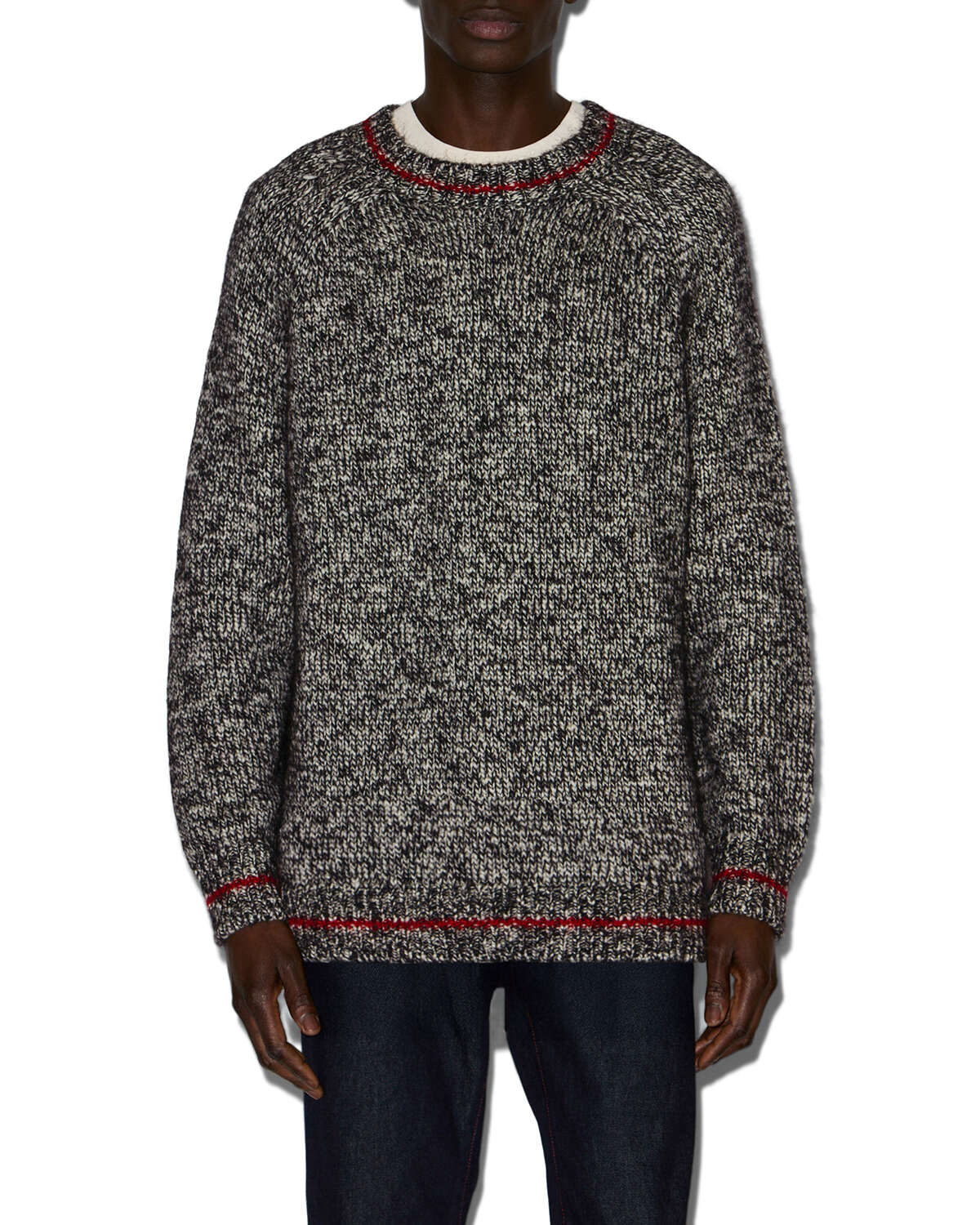 Pullover ivanhoa aus super kid mohair - Ecru-anthracite - Man - 3