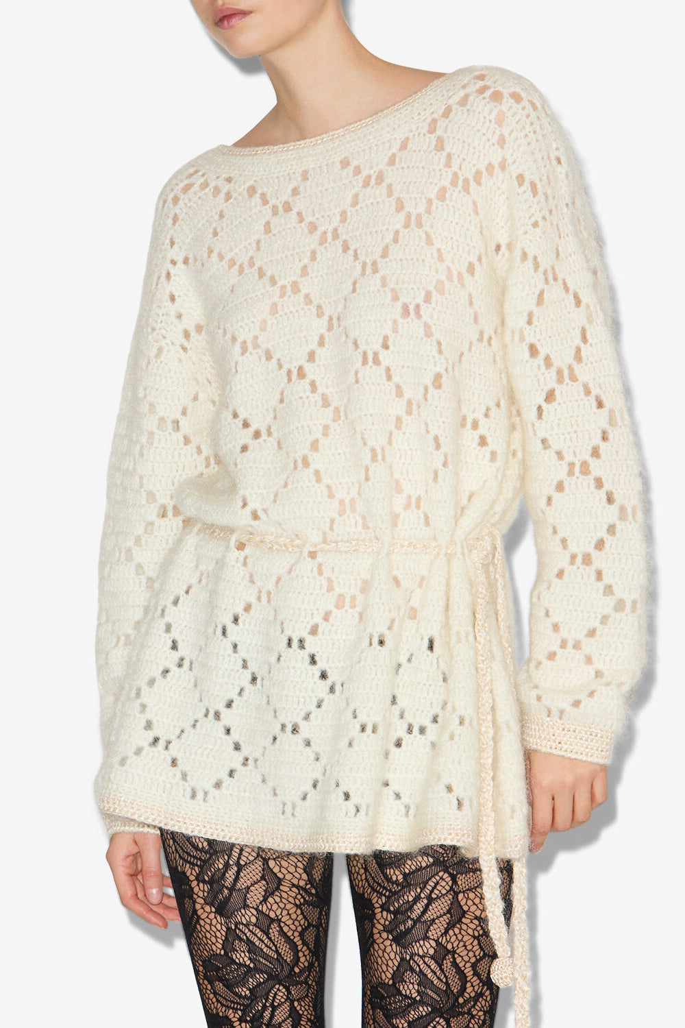 Robe-pull en laine et mohair merida - Écru - Woman - 4