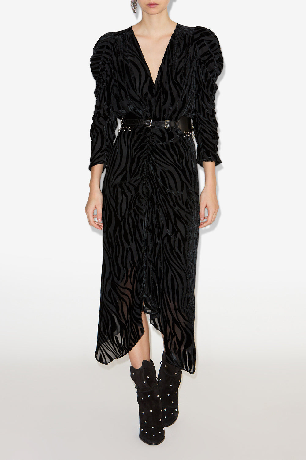 Robe longue zèbrée nemil - Noir - Woman - 2