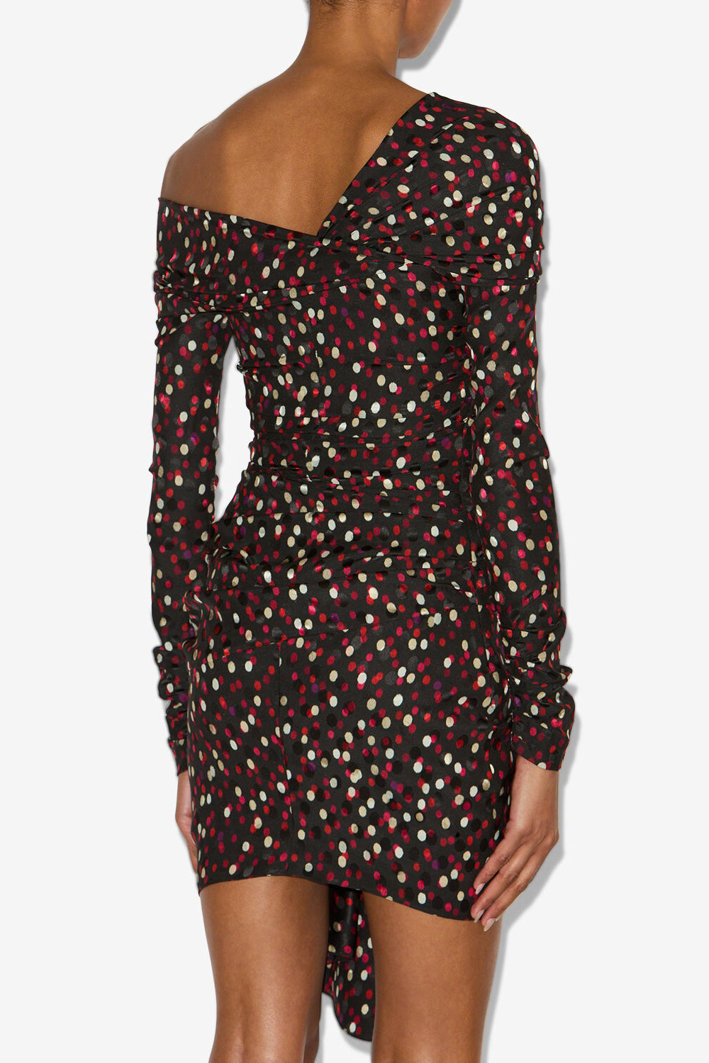 Robe drapée elara en soie imprimée - Noir-rouge - Woman - 5