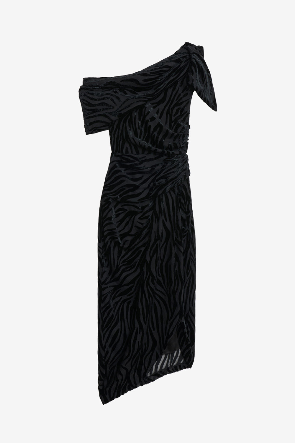 Robe asymétrique imprimée cyane - Noir - Woman - 1