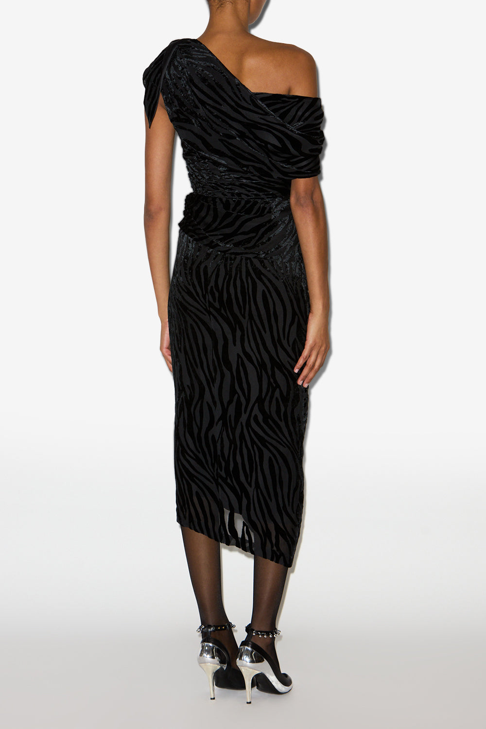 Robe asymétrique imprimée cyane - Noir - Woman - 4