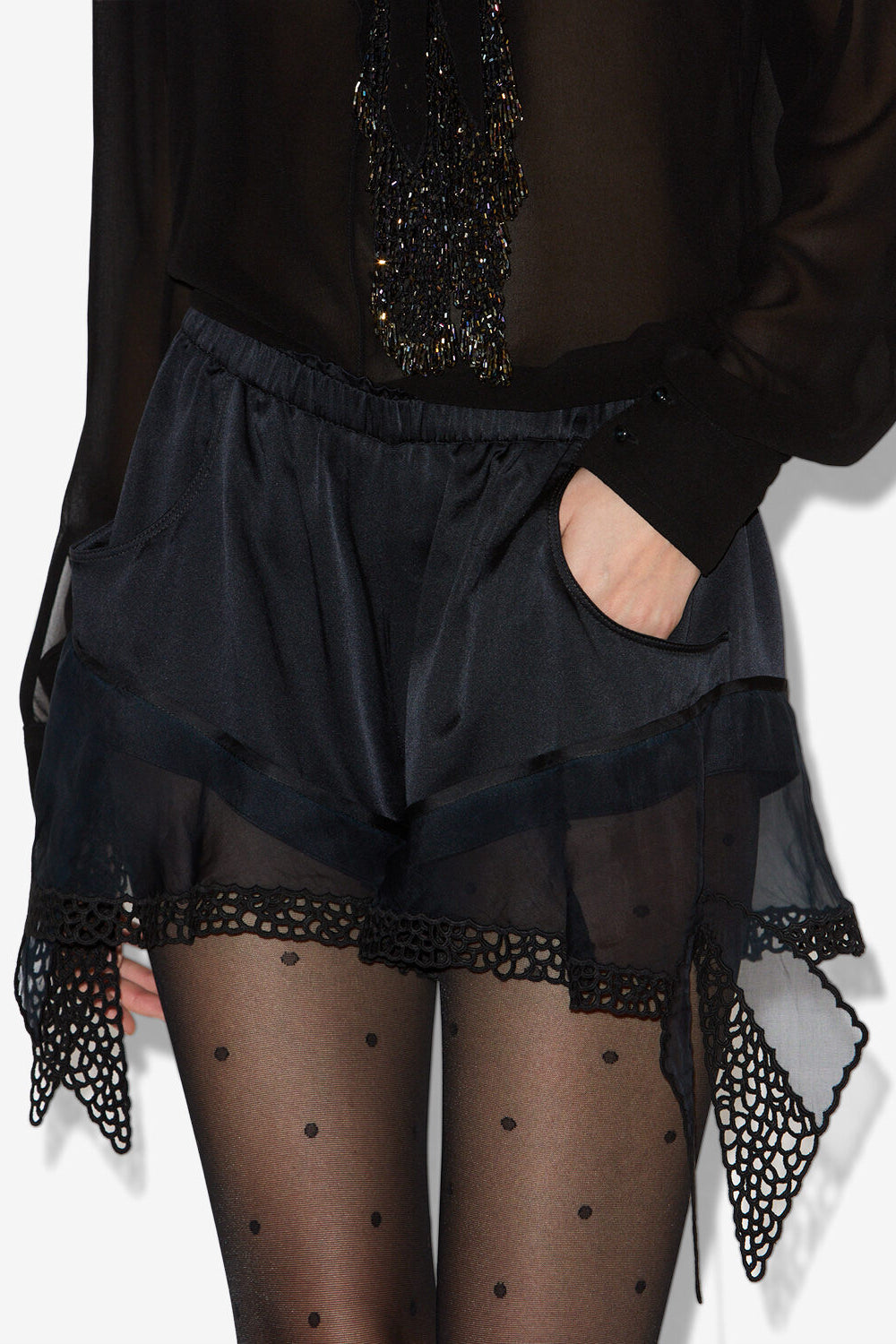 Pantalón corto de seda ildana - Negro - Woman - 4