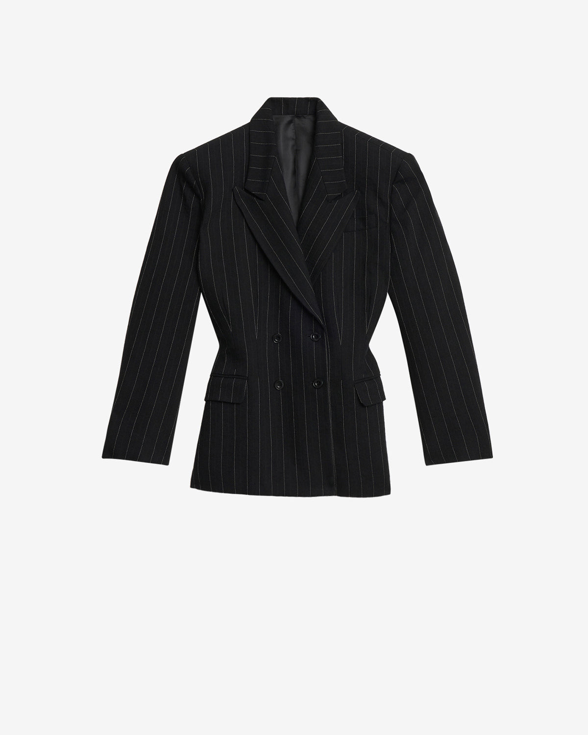 Veste de tailleur ceinturé maia à rayures tennis - Noir - Woman - 5