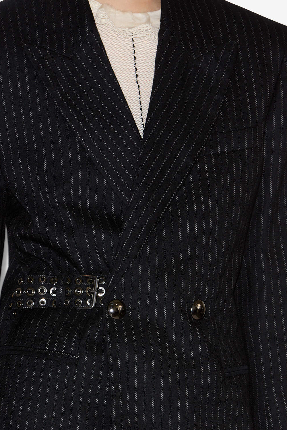 Veste de tailleur nahia à rayures - Noir - Woman - 3