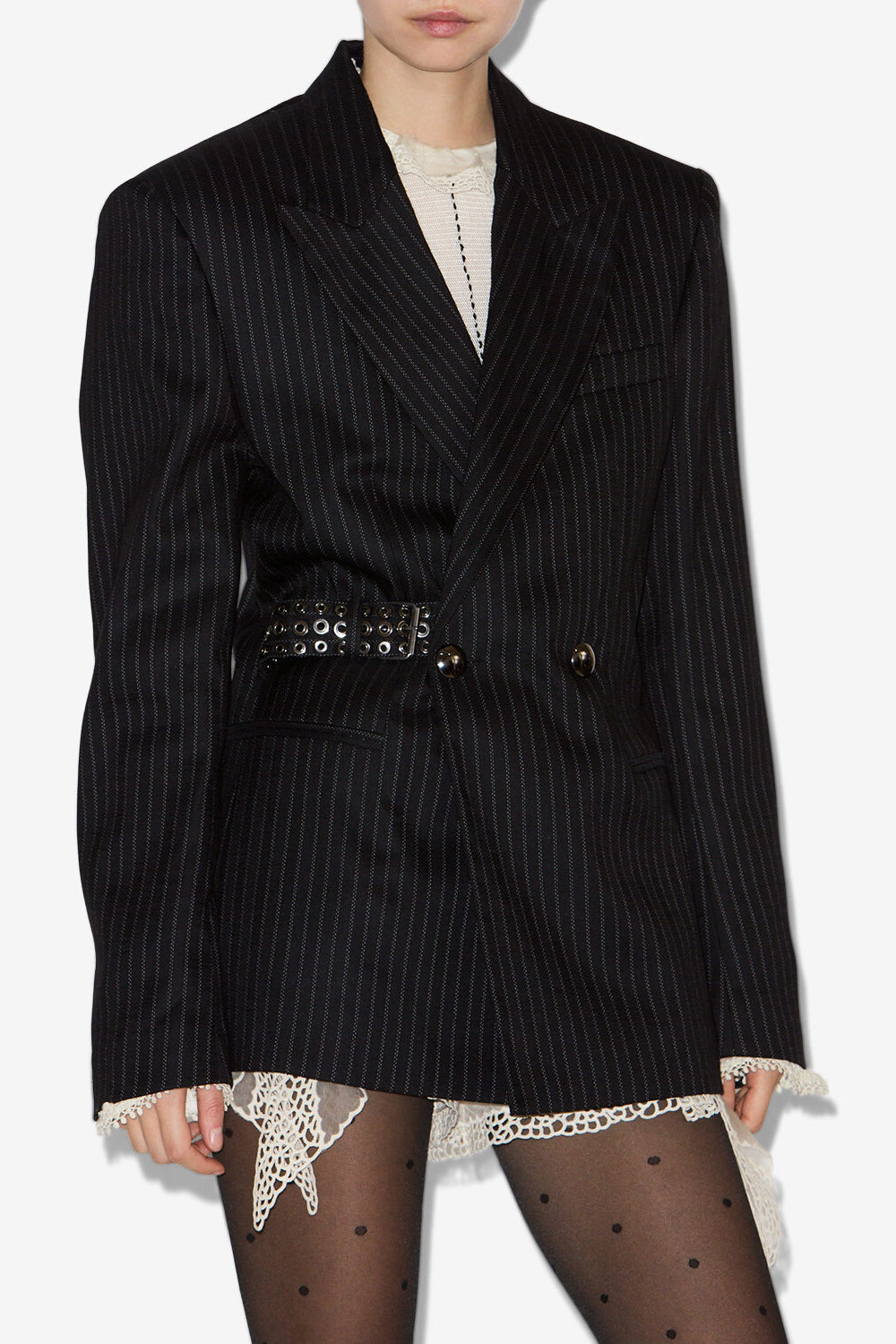 Veste de tailleur nahia à rayures - Noir - Woman - 4