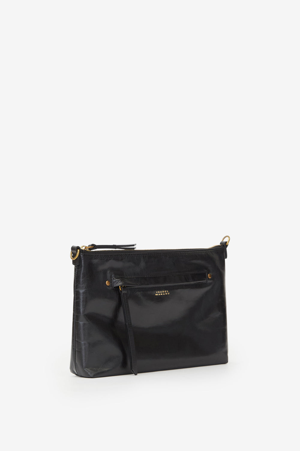 Borsa a tracolla nessah in pelle di vacchetta lucida - Nero - Woman - 5