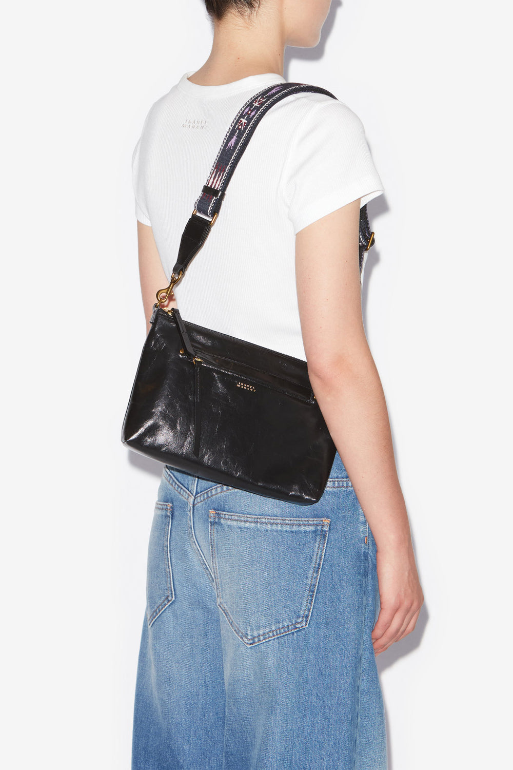 Borsa a tracolla nessah in pelle di vacchetta lucida - Nero - Woman - 2