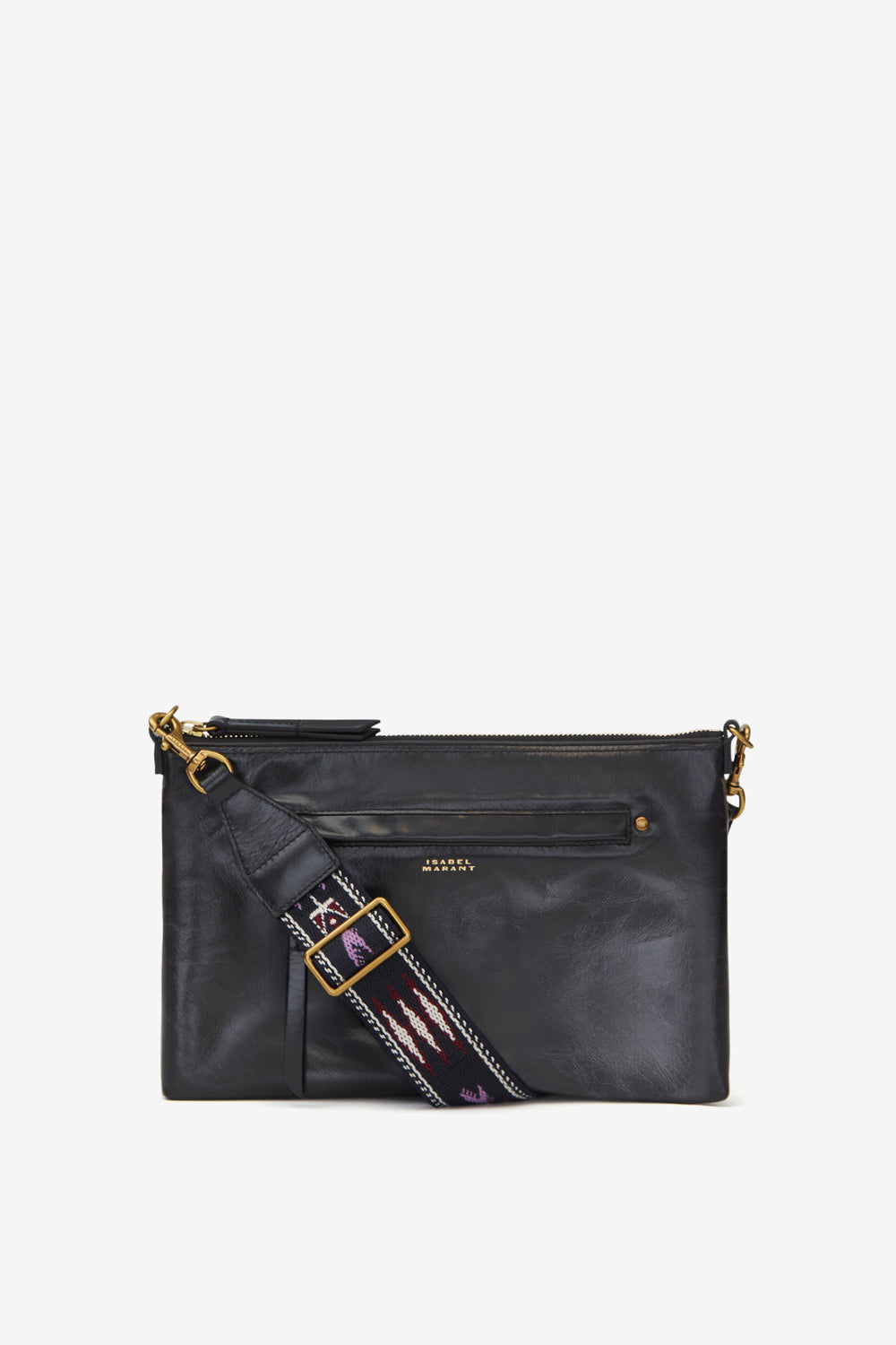 Borsa a tracolla nessah in pelle di vacchetta lucida - Nero - Woman - 1