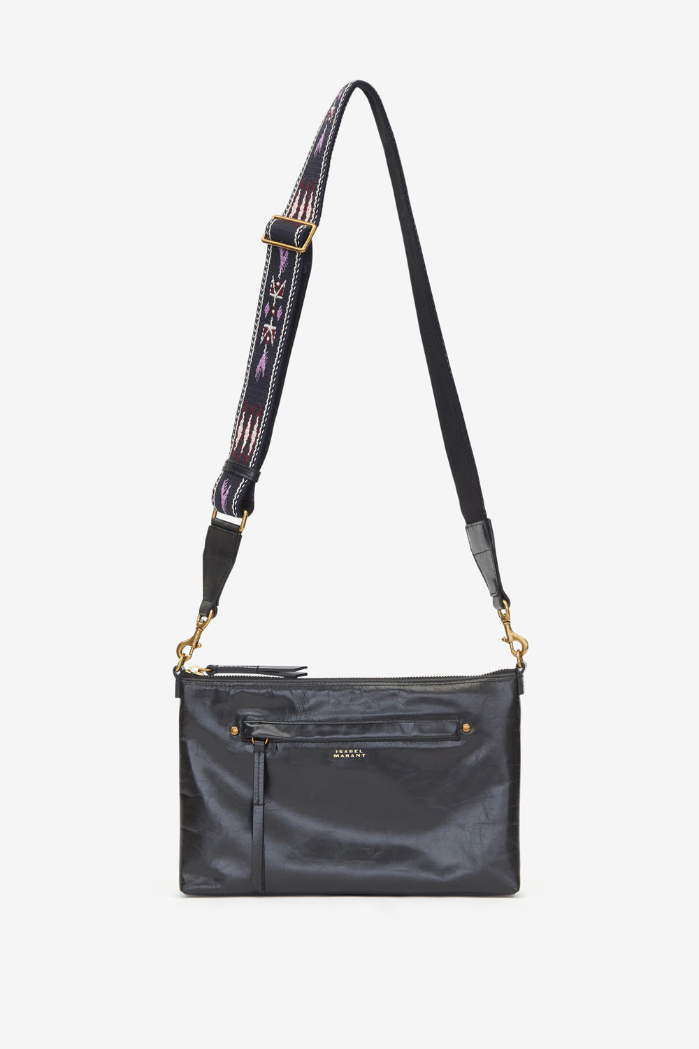 Borsa a tracolla nessah in pelle di vacchetta lucida - Nero - Woman - 6