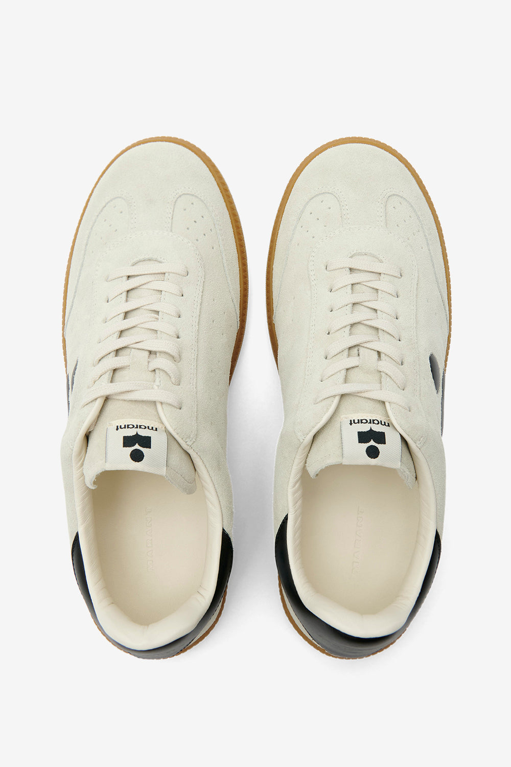 Baskets basses brycy en cuir de veau velours - Beige et noir - Man - 4