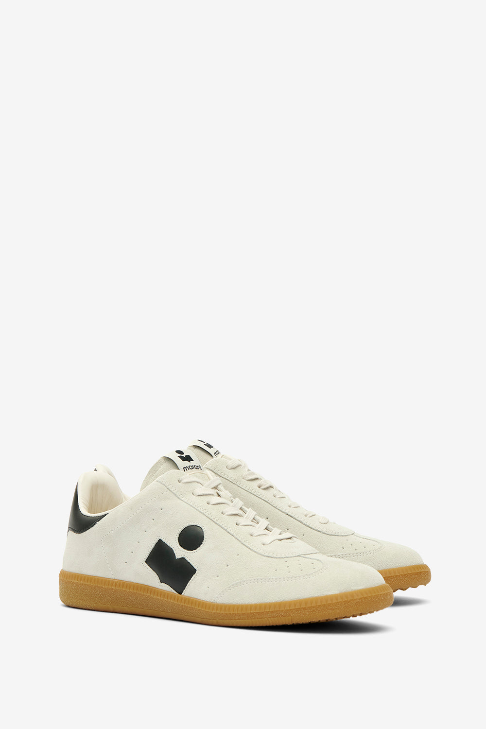 Baskets basses brycy en cuir de veau velours - Beige et noir - Man - 3