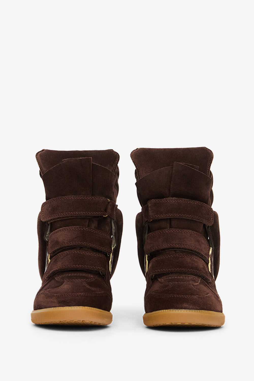 Sneakers bekett in pelle scamosciata con zeppa - Chocolate - light yellow - Woman - 4