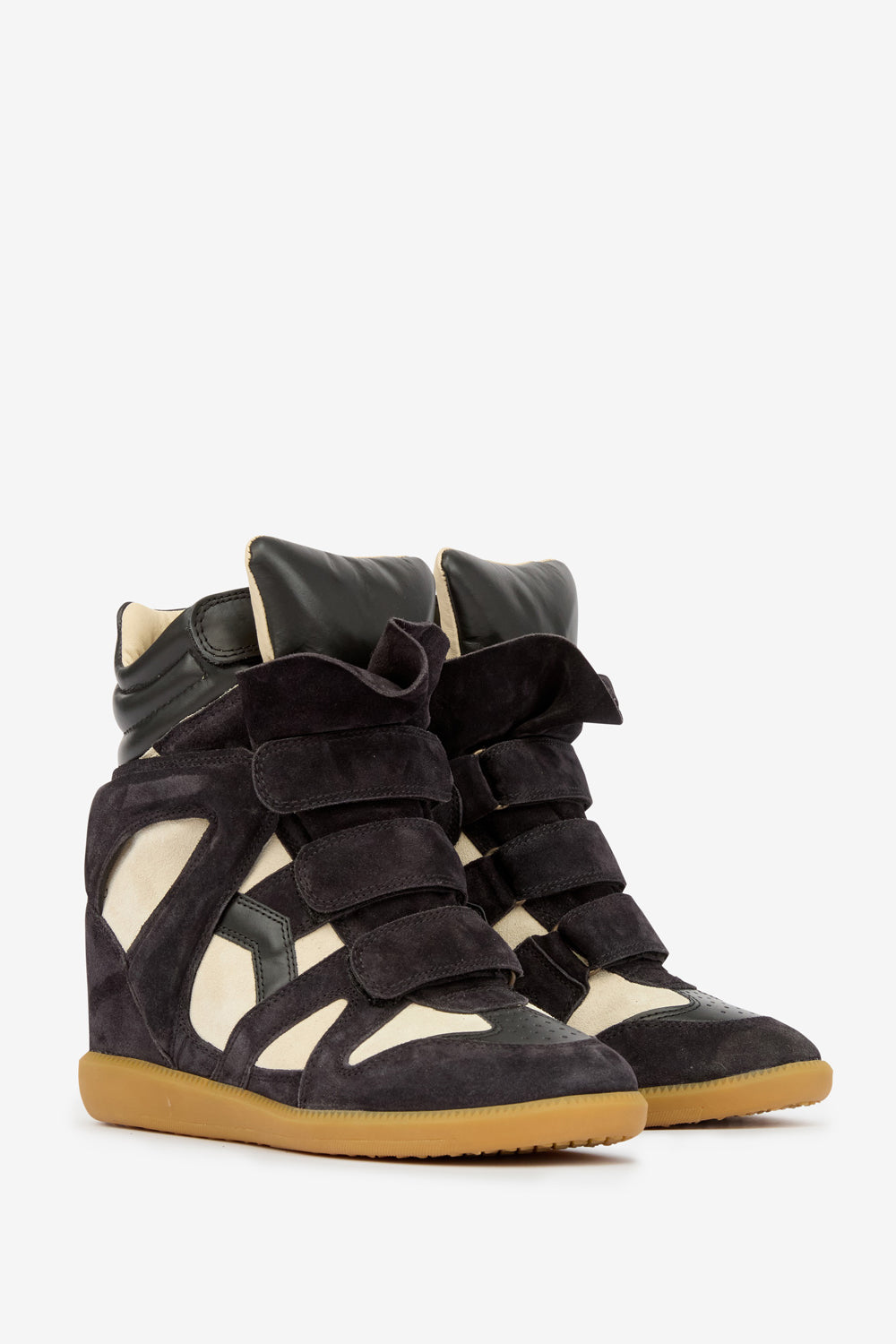 Bekett suede calfskin leather wedge sneakers - Faded black/chalk - Woman - 3
