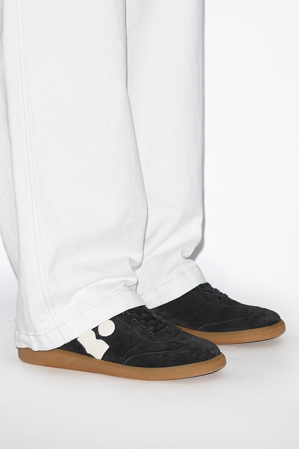 브라이스 스웨이드 송아지 가죽 로우탑 스니커즈 - Faded black/chalk - Woman - 5