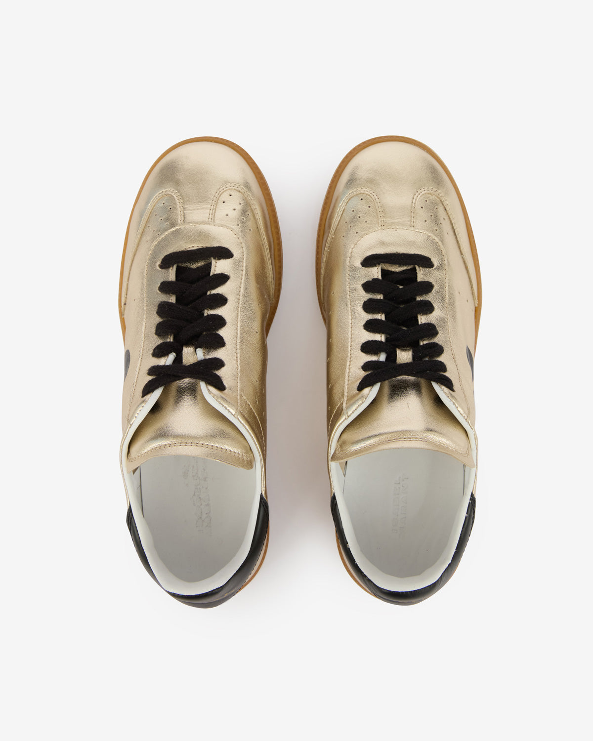 Kaycee low-top metallic leather sneakers - Light gold/black - Woman - 4