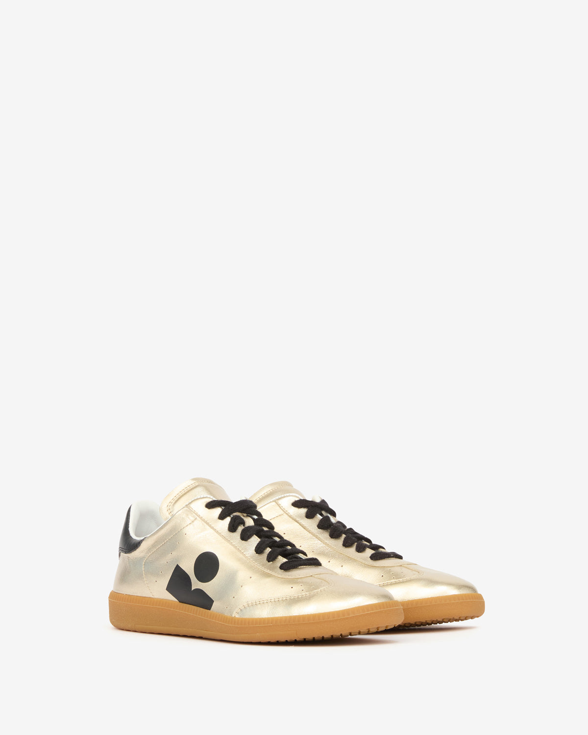 Kaycee low-top metallic leather sneakers - Light gold/black - Woman - 3