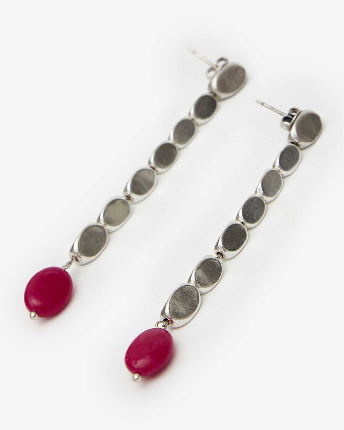 Pendientes leotie Woman Fuchsia and silver 2