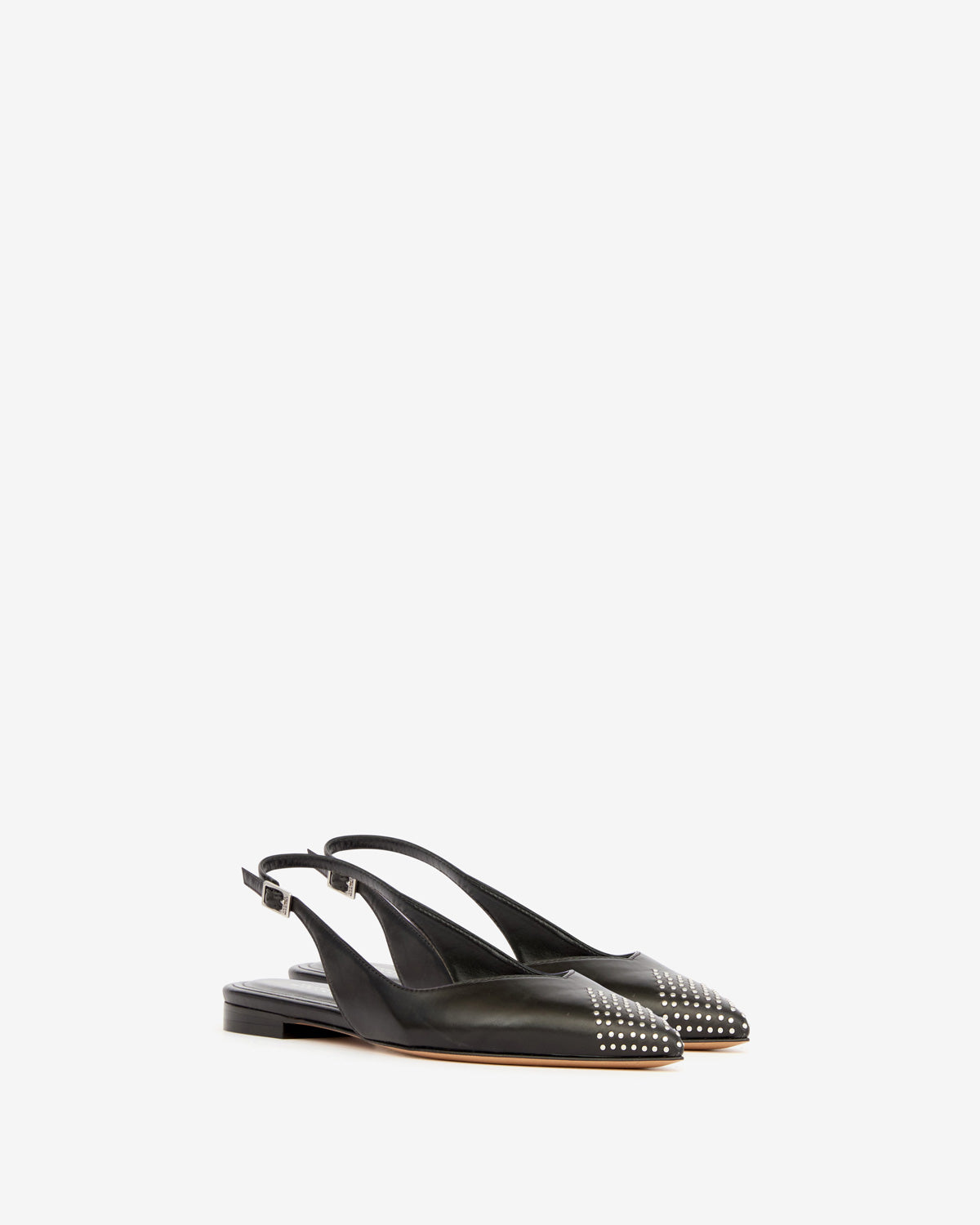 Branee slingback ballet flats in studded calfskin leather - Black - Woman - 3