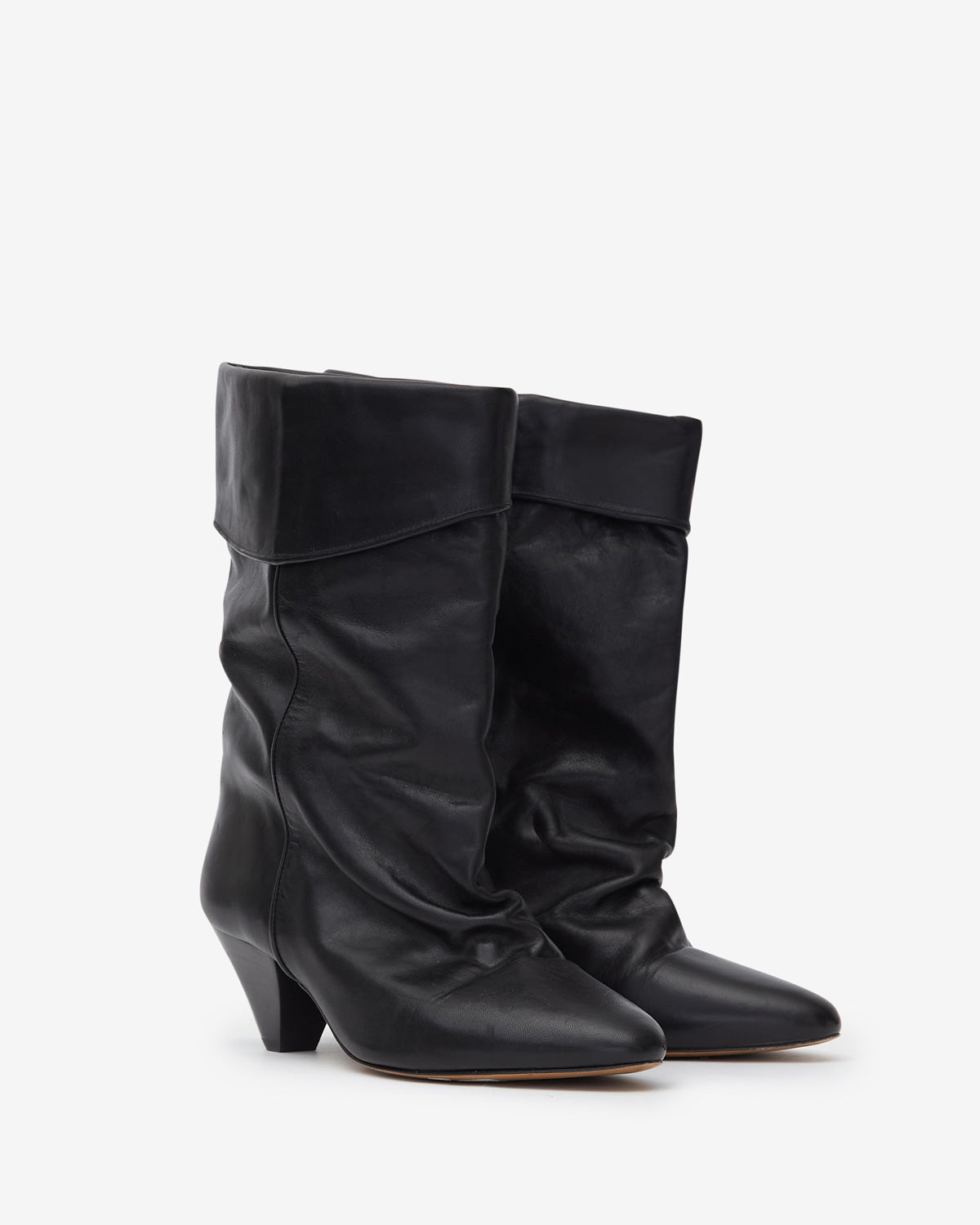 Botas dalby drapeadas de cuero suave - Negro - Woman - 3