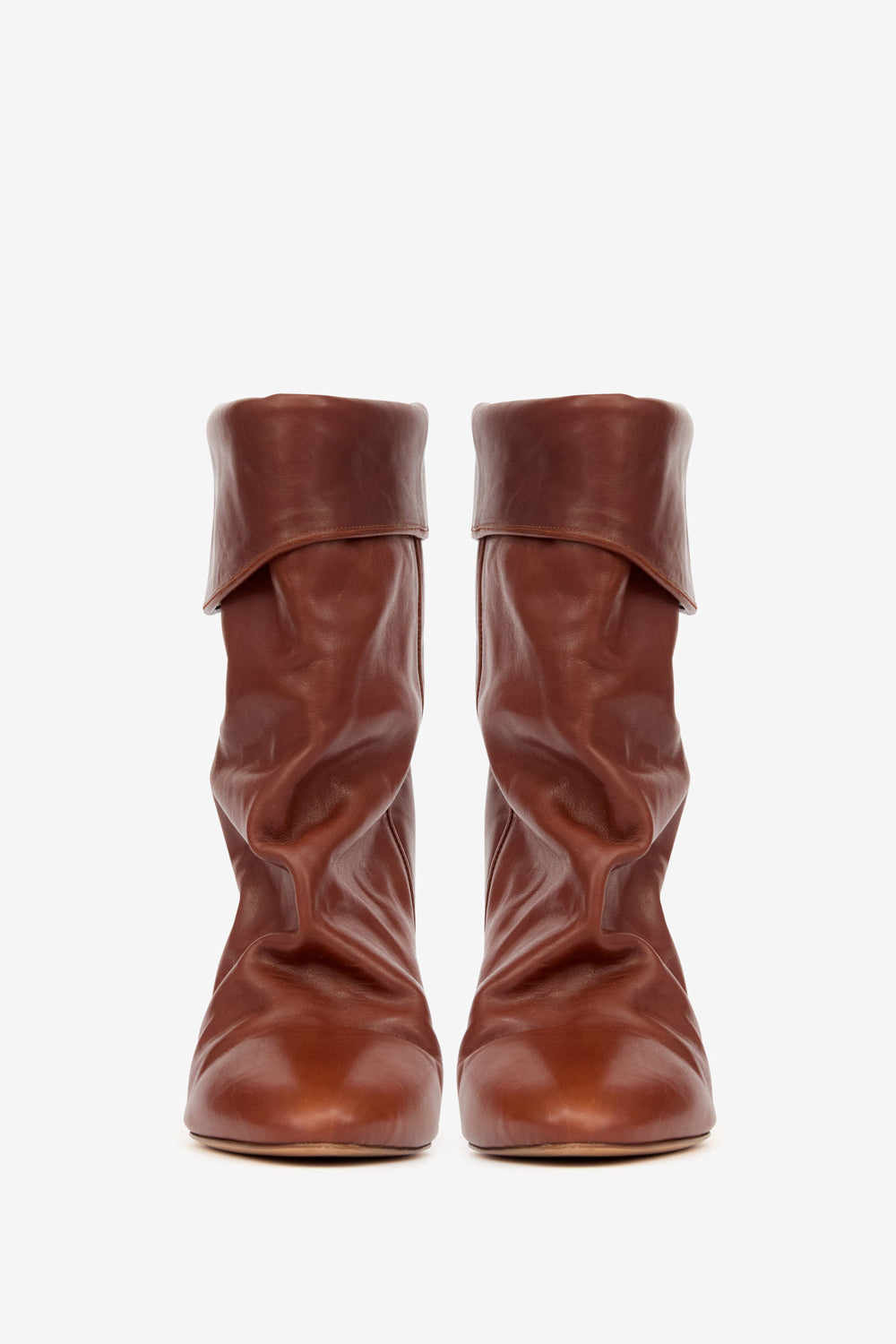 Boots dalby drapées en cuir  - Marron - Woman - 4