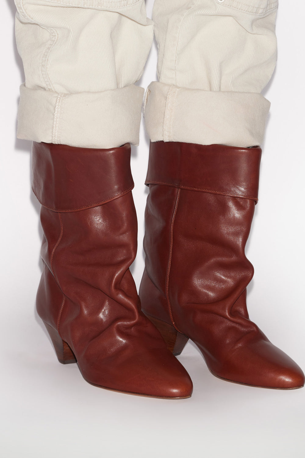 Boots dalby drapées en cuir  - Marron - Woman - 5
