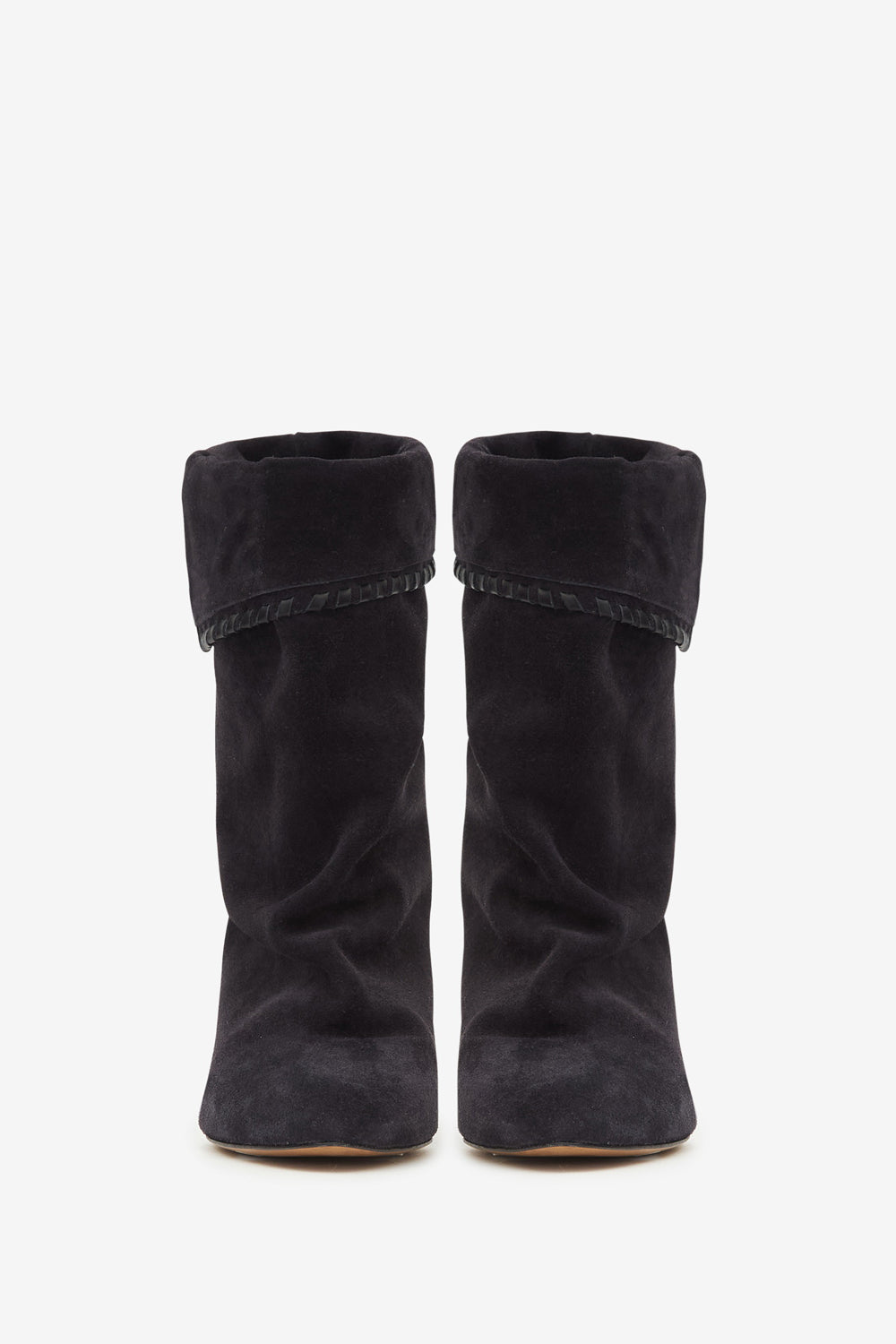 Boots dalby drapées en cuir de veau velours - Noir délavé - Woman - 4