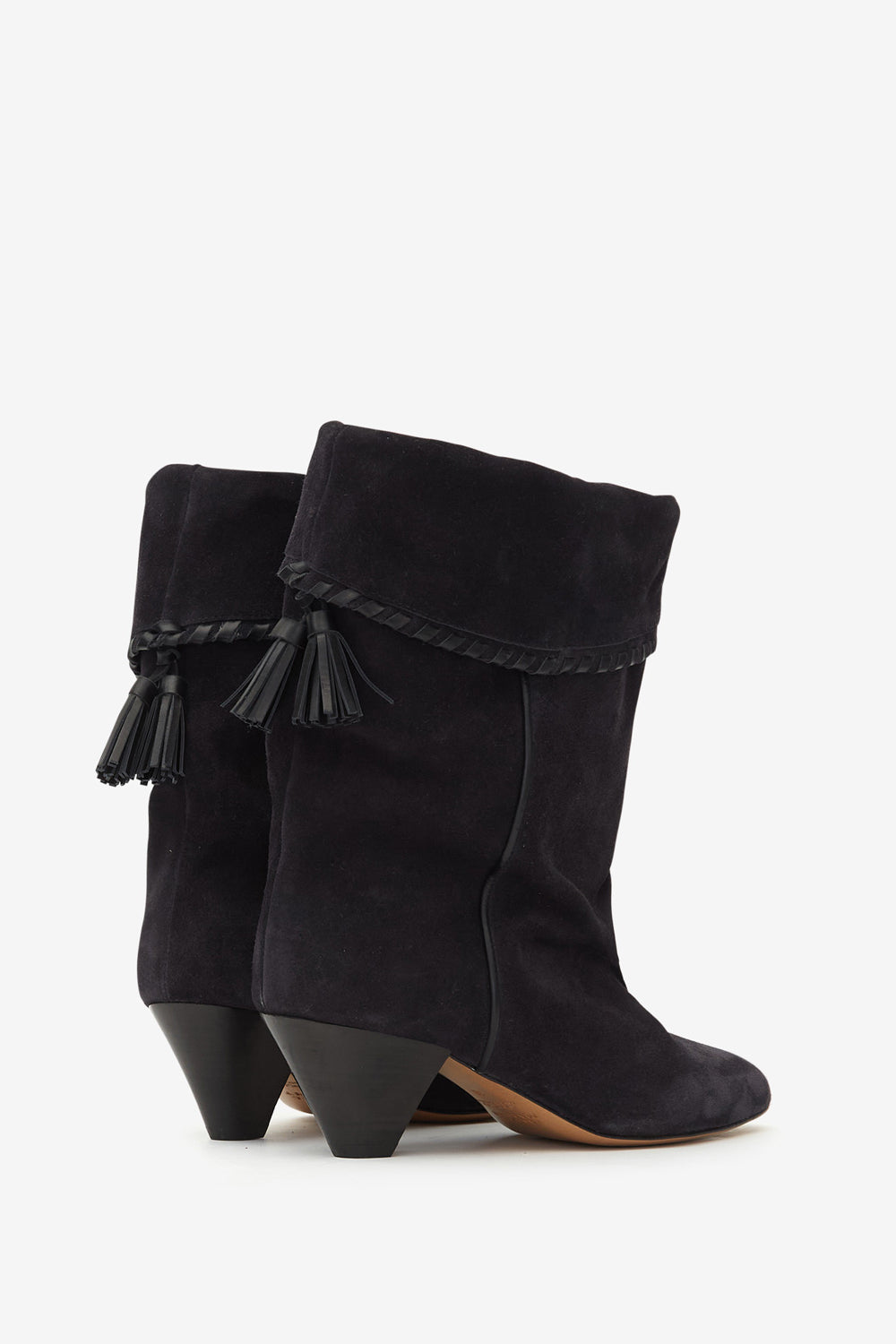 Boots dalby drapées en cuir de veau velours - Noir délavé - Woman - 2