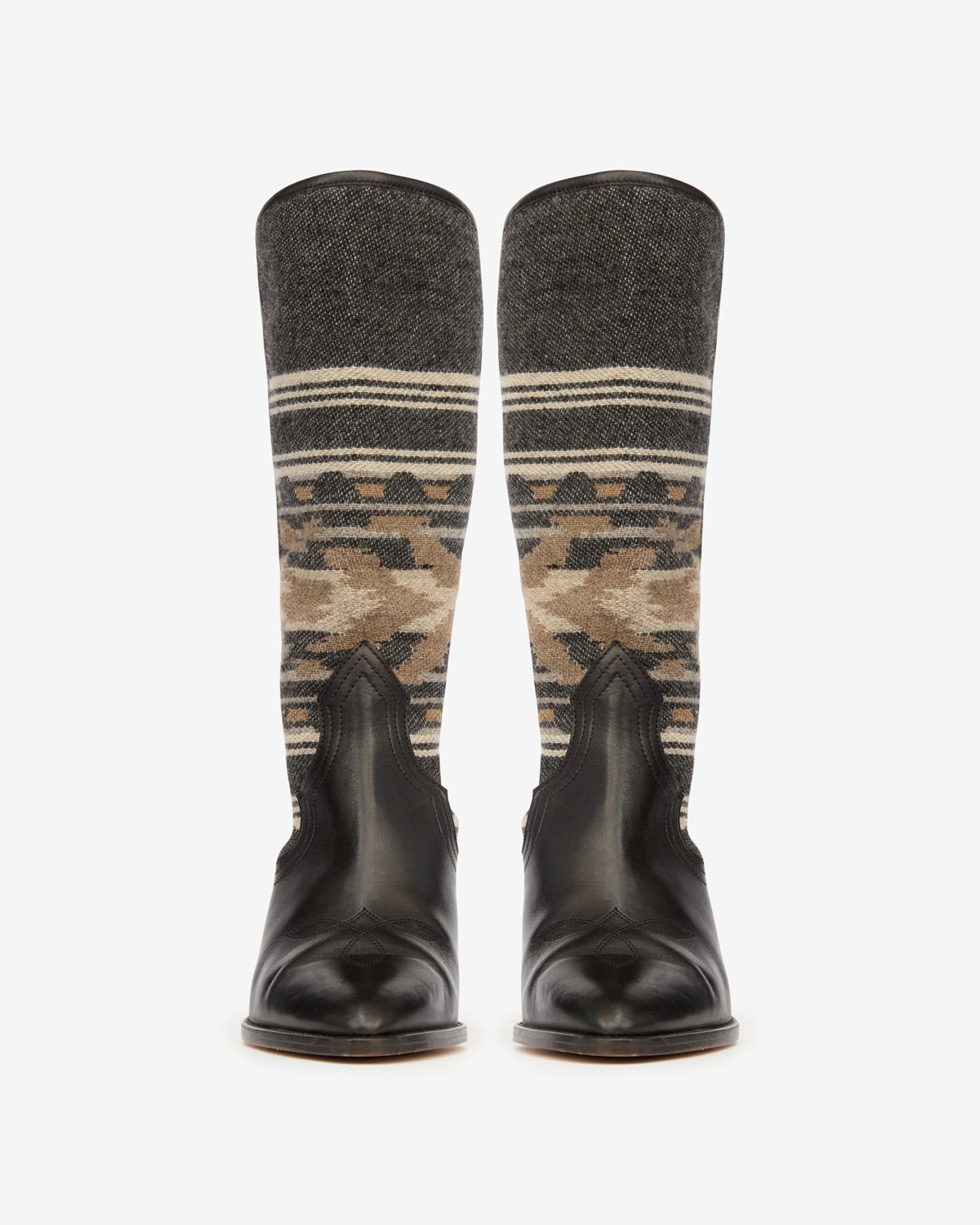 Botas tejanas lijita de cuero suave y jacquard - Negro lavado - Woman - 4