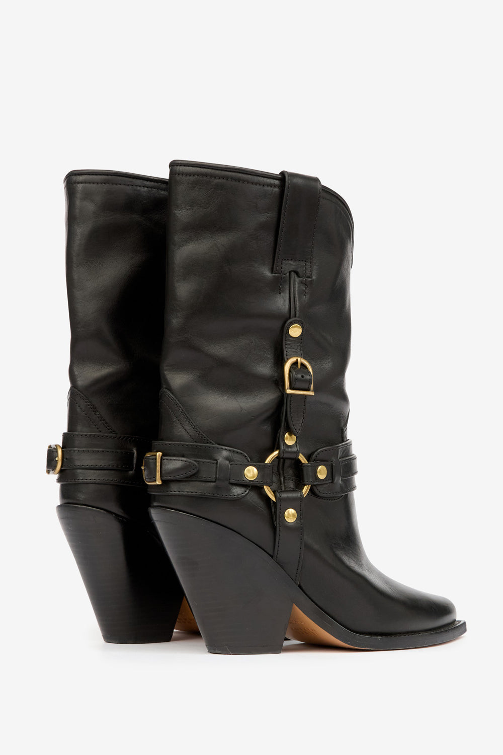 Bottes santiag lyka en cuir à brides  - Noir - Woman - 2